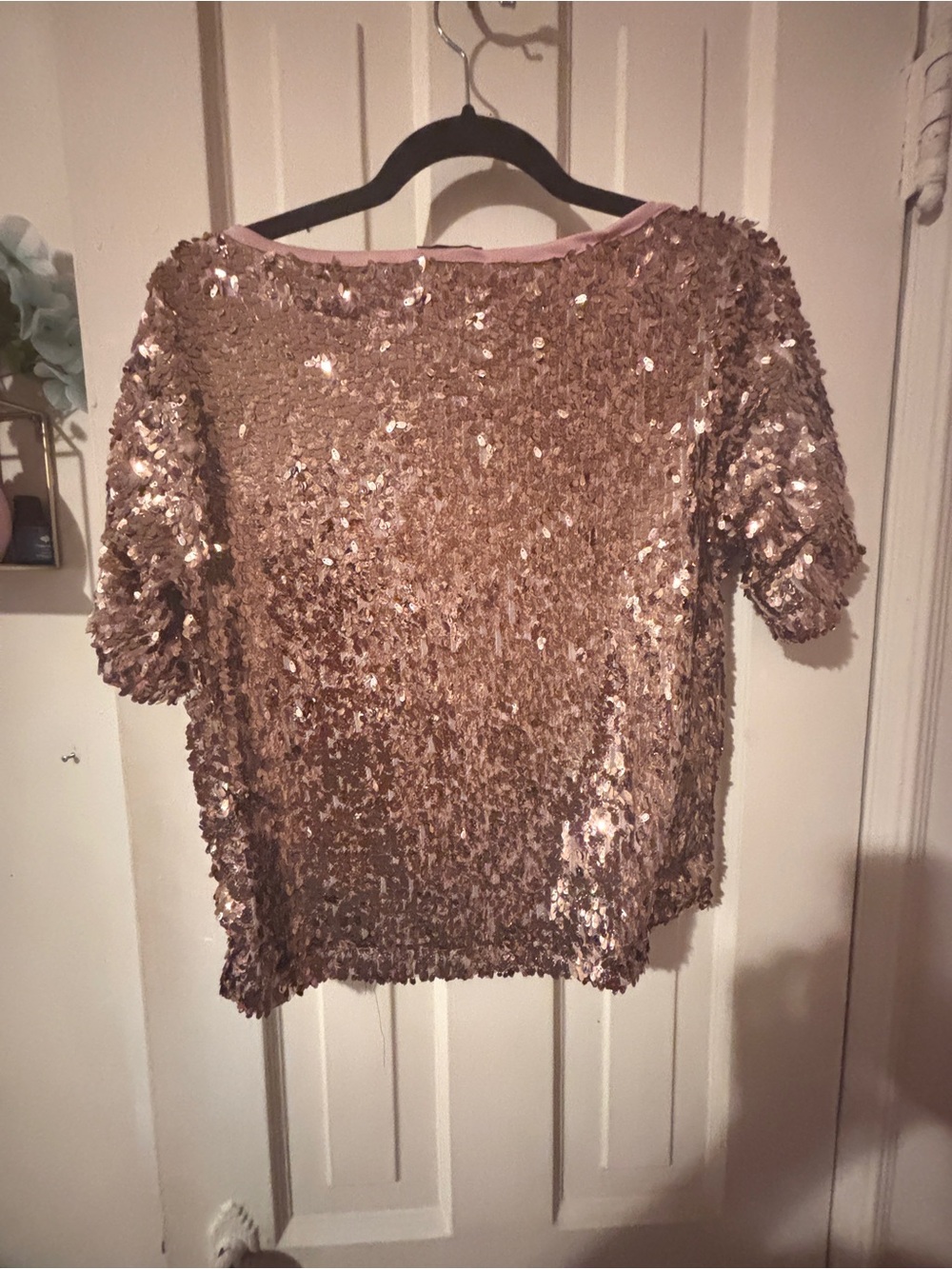 Tildon Rose Gold Sequin Short Sleeve Top